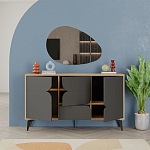 Комод цвета древесины с 3-мя дверцами и выдвижным ящиком темно-серого цвета SPARK CONSOLE OAK ANTHRACITE варинант исполнения - 2 | Loft Concept в Краснодаре