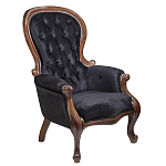 Кресло с мягкой обивкой из черного велюра на 4-х деревянных ножках Evelyn Classical Armchair варинант исполнения - 1 | Loft Concept в Краснодаре