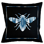 Подушка декоративная пчела с синим орнаментом Ikat Pattern варинант исполнения - 1 | Loft Concept в Краснодаре