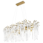 Люстра подвесная прямоугольная с бронзовыми акцентами и прозрачными стеклянными каплями Droplet Chandelier варинант исполнения - 3 | Loft Concept в Краснодаре