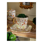 Кашпо с растительным и животным орнаментом на бронзовых ножках Turquoise Blooming Garden варинант исполнения - 6 | Loft Concept в Краснодаре