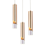 Подвесной светильник Metal Acrylic Tube Trio Gold Hanging Lamp варинант исполнения - 1 | Loft Concept в Краснодаре