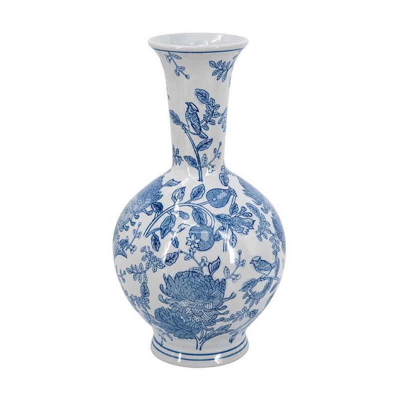 Ваза фарфоровая с синими цветочными мотивами Independence Голубой Белый в Краснодаре | Loft Concept 