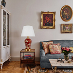 Настольная лампа бордовая с изображением птиц Slip Away варинант исполнения - 5 | Loft Concept в Краснодаре