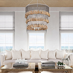 Люстра трехъярусная с декором из круглых деревянных бусин с кисточками Gray Brown Wooden Beads Chandelier варинант исполнения - 5 | Loft Concept в Краснодаре