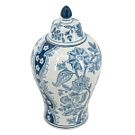 Ваза с крышкой и голубым цветочным рисунком на белом фоне Blue & White Ornament варинант исполнения - 1 | Loft Concept в Краснодаре