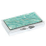 Таблетница карманная прямоугольная на 7 отделений с зеркалом и накладкой из натурального камня Амазонит Silver Stone Pillboxes варинант исполнения - 1 | Loft Concept в Краснодаре