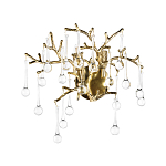 Бра в форме ветвей деревьев золотого цвета с прозрачными подвесками-каплями Droplet Bra варинант исполнения - 3 | Loft Concept в Краснодаре