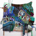 Панно гобелен яркие Пространство-Время TimeSpace Blue варинант исполнения - 1 | Loft Concept в Краснодаре