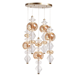 Люстра с плафонами из прозрачного и янтарного стекла в виде шаров и ромбов Gabriel Scott Luna варинант исполнения - 2 | Loft Concept в Краснодаре