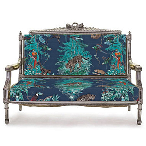 Антикварный Диван Canape в обивке Hermes Equateur imprime