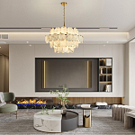 Люстра четырехъярусная с подвесками в форме дисков Cryptocrystalline Stone варинант исполнения - 6 | Loft Concept в Краснодаре