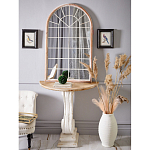 Зеркало-окно настенное в венецианском стиле с деревянной рамой бежевого цвета Venetian Smooth варинант исполнения - 4 | Loft Concept в Краснодаре