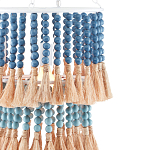 Подвесной светильник двухъярусный с декором из круглых деревянных бусин с кисточками Blue Wooden Beads Chandelier варинант исполнения - 1 | Loft Concept в Краснодаре