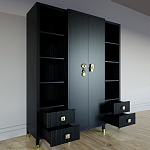 Большой шкаф с витриной Elsa Dreams Black варинант исполнения - 2 | Loft Concept в Краснодаре