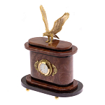 Часы настольные бронзовые из натурального камня Лемезит с декором в виде горного орла Eagle Stone Clock варинант исполнения - 2 | Loft Concept в Краснодаре