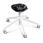 Стул с мягкой синей обивкой из велюра и подъемно-поворотным механизмом на белых колесиках Harper Blue and White варинант исполнения - 5 | Loft Concept в Краснодаре