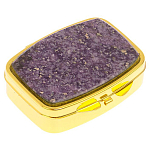 Таблетница карманная прямоугольная с 2-мя отделениями с зеркалом и накладкой из натурального камня Флюорит Gold Stone Pillboxes варинант исполнения - 1 | Loft Concept в Краснодаре