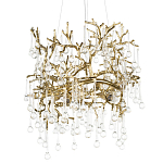 Подвесная люстра в виде ветвей деревьев золотого цвета с прозрачными подвесками-каплями 8 и 14 ламп Droplet Chandelier варинант исполнения - 1 | Loft Concept в Краснодаре