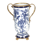Ваза с бронзовыми ручками и синим цветочным узором Blue & White Ornament варинант исполнения - 1 | Loft Concept в Краснодаре