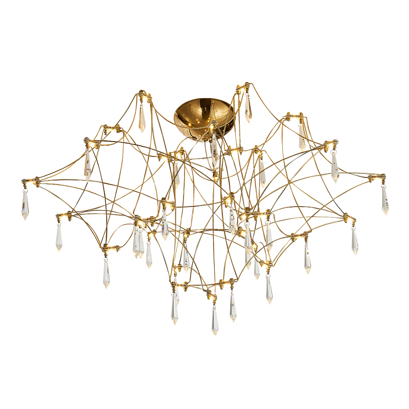 Потолочный светильник с тонкой металлической конструкцией цвета золото Quasar Золотой Прозрачный в Краснодаре | Loft Concept 