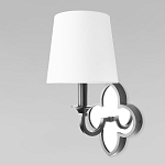 Бра с белым текстильным абажуром и декоративным основанием в виде четырехлистника с зеркальной вставкой Vitorino варинант исполнения - 8 | Loft Concept в Краснодаре