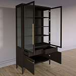 Витрина Primo со стеклянными фасадами и буфетом шпон Темный орех варинант исполнения - 4 | Loft Concept в Краснодаре