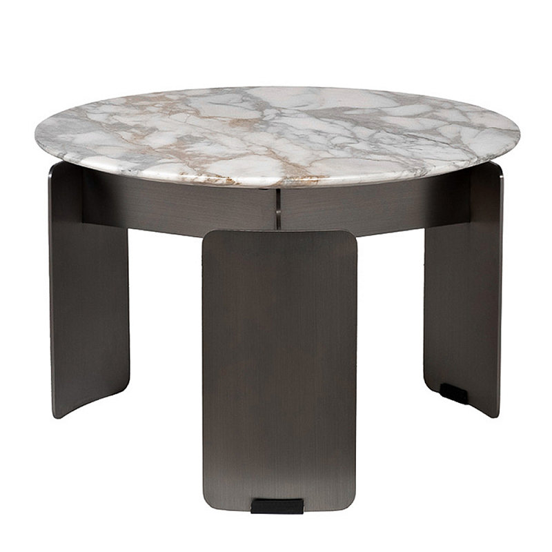 Столик журнальный с круглой мраморной столешницей на трех опорах Marble Stone Drawing  в Краснодаре | Loft Concept 