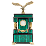 Часы настольные из натурального камня Малахит с декором в виде орла Eagle Stone Clock варинант исполнения - 1 | Loft Concept в Краснодаре
