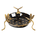 Блюдо черного цвета из фрафора на бронзовых ножках в виде стрекоз Eden Garden варинант исполнения - 2 | Loft Concept в Краснодаре