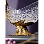 Чаша из прозрачного стекла на бронзовой подставке в виде павлина с рельефным хвостом Eden Garden варинант исполнения - 5 | Loft Concept в Краснодаре