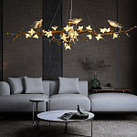 Люстра в виде золотой ветки с цветами и птичками Marvelous Garden варинант исполнения - 3 | Loft Concept в Краснодаре