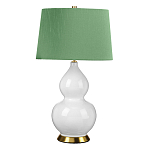 Настольная лампа с белым фигурным основанием на латунном основании и зеленым тканевым конусным абажуром Elstead Lighting варинант исполнения - 1 | Loft Concept в Краснодаре