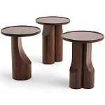 Круглый приставной стол из массива ореха Balu Wooden Side Table варинант исполнения - 5 | Loft Concept в Краснодаре