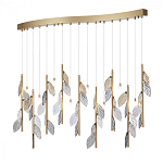 Люстра с золотистыми трубками и прозрачными стеклянными листьями на подвесах Sylva  варинант исполнения - 3 | Loft Concept в Краснодаре