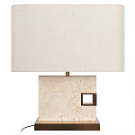 Настольная лампа с прямоугольным основанием из натурального камня c тканевым абажуром Lapis Tiburtinus варинант исполнения - 1 | Loft Concept в Краснодаре