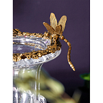 Ваза из прозрачного стекла на бронзовой подставке с ободком и ручками в виде стрекоз Eden Garden варинант исполнения - 3 | Loft Concept в Краснодаре