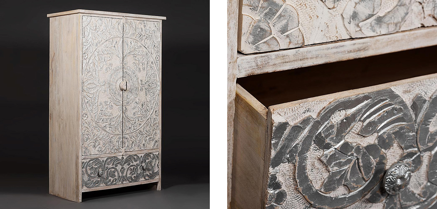 Шкаф Indian antique white Cupboard - Loft-Concept в Краснодаре