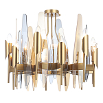 Люстра с вертикальными стеклянными элементами и металлическим каркасом цвета Латунь Vertical Glass варинант исполнения - 2 | Loft Concept в Краснодаре