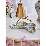 Блюдо из голубого фарфора с бронзовой ручкой в виде ветки Blue Garden варинант исполнения - 3 | Loft Concept в Краснодаре