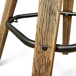 Барный стул со спинкой и металлической подставкой на 4-х деревянных ножках Коричневый Велюр Vendramin Chair варинант исполнения - 3 | Loft Concept в Краснодаре