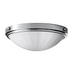 Потолочный светильник для ванных комнат цвета хром с белым матовым ребристым плафоном в форме полусферы Feiss варинант исполнения - 1 | Loft Concept в Краснодаре