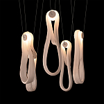 Подвесной светильник белого цвета с 6-ю изогнутыми плафонами Flow Loop варинант исполнения - 6 | Loft Concept в Краснодаре