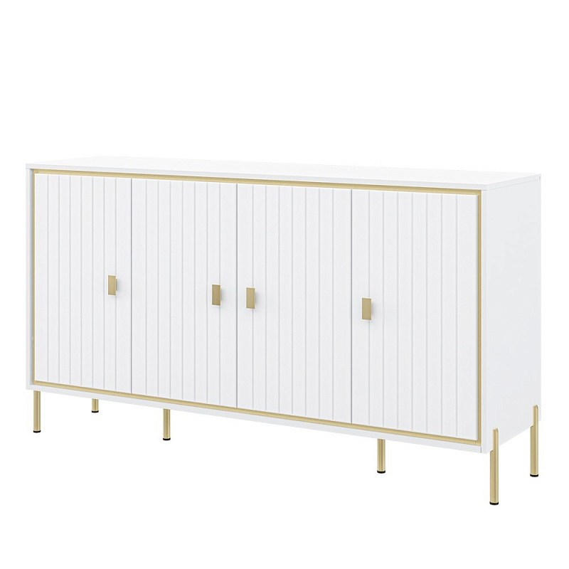Консоль четырёхдверная с полками Antique Order Белый Золотой в Краснодаре | Loft Concept 