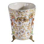 Кашпо с растительным и животным орнаментом на бронзовых ножках Turquoise Blooming Garden варинант исполнения - 3 | Loft Concept в Краснодаре