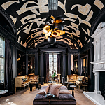 Обои ручная роспись в стиле Арт-деко Symphony Original colourway on Flint silk dupion варинант исполнения - 1 | Loft Concept в Краснодаре