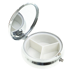 Таблетница карманная круглая с 3-мя отделениями с зеркалом и накладкой из натурального камня Содалит Silver Stone Pillboxes варинант исполнения - 2 | Loft Concept в Краснодаре