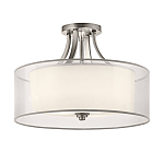 Потолочный светильник с двойным цилиндрическим плафоном из белого стекла и прозрачной органзы Kichler варинант исполнения - 12 | Loft Concept в Краснодаре