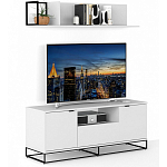 ТВ-тумба белая с  2-мя дверцами и ящиком Strict Lines варинант исполнения - 5 | Loft Concept в Краснодаре