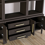 Модульный стеллаж Primo из трех составных элементов Темный орех варинант исполнения - 5 | Loft Concept в Краснодаре